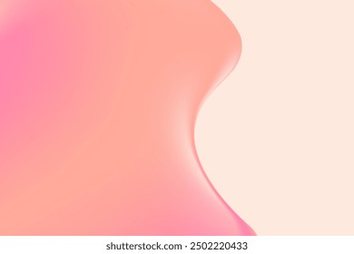 Abstract pink liquid texture background with copy space. Fluid organic forms wallpaper, smooth fluid backdrop, texture like gel, collagen, serum. Beauty presentation, banner