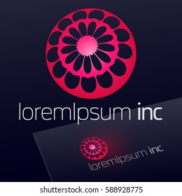 Abstract pink logotype in sphere shape. Logo for Media, Fashion, Cosmetics