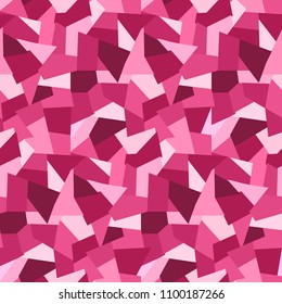 Abstract pink low polygons seamless pattern. Elegant cherry polygonal ice or broken glass geometric vector texture for textile, backgrounds, wallpapers, wrapping paper, covers, banners