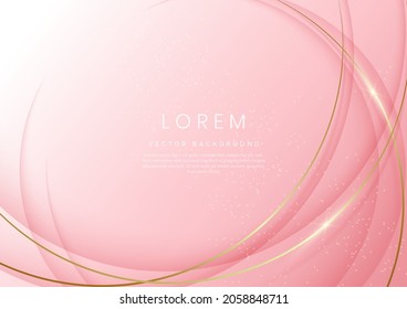 Abstract pink luxury background with golden line curved shape. You can use for ad, poster, template, business presentation. Vector illustration