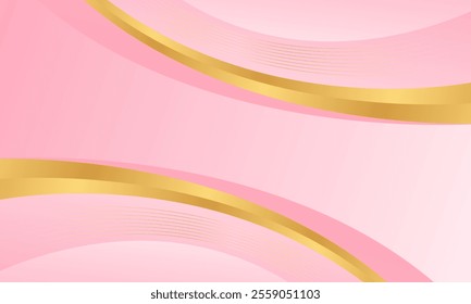 Abstract pink luxury curved background with gold lines. Elegant modern wallpapers. Template banner background for beauty products, sales, ads, events, web and pages