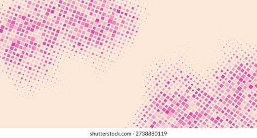 Abstract Pink and Magenta Rounded Square Halftone Pattern on Soft Cream Background. Modern Vibrant Geometric Grid Texture with Pixelated Points. Minimalist Vector Illustration for Creative Beauty Branding, Fashion Social Media Posts, Digital Art Backdrops, and Professional Identity.Vector