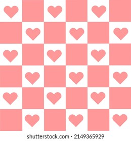 Abstract Pink Mesh Pattern Vector Abstract Square Background With Heart Shapes