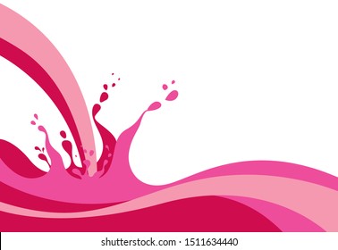 Abstract Pink Milk Splashing Waves Background Vector