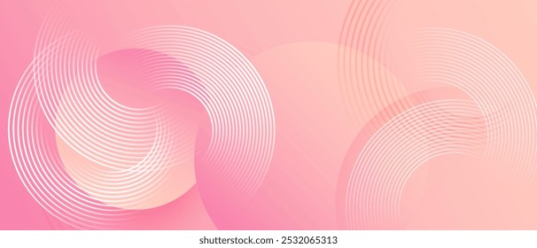 Abstrakter, rosafarbener, moderner Hintergrund mit Kreiselementen. Trendy Banner. Vektorgrafik.
