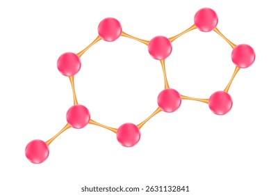 abstract pink molecule icon cosmetology ingredient isolated, transparent PNG, skincare, scientific beauty, collagen serums, vitamins, nutritional supplements
