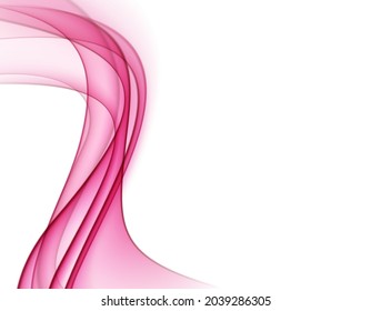 Resumen de la línea de onda de movimiento rosa, humo, tela transparente. Elemento de diseño. Ilustración vectorial.