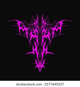 Abstract pink neo tribal design with symmetrical sharp, cyber gothic element great for t-shirt print apparel streetwear and poster 