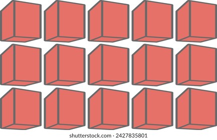 Fondo abstracto de color rosa naranja, fondo geométrico de pared de bloques gris. Fondo de pantalla o fondo de estilo tablero de ajedrez de ilustración 3d
