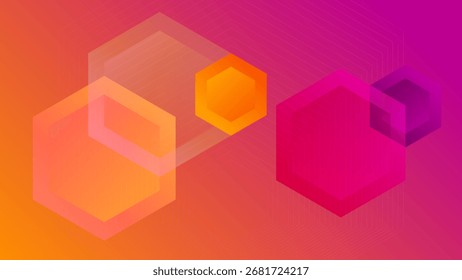 FONDO NARANJA ROSA Abstractas CON LÍNEAS HEXAGONALES FORMAS GEOMÉTRICAS DISEÑO DE COLOR DE GRADIENTE PLANTILLA DE VECTOR BUENO PARA EL SITIO WEB MODERNO, FONDO DE PANTALLA, DISEÑO DE CUBIERTA