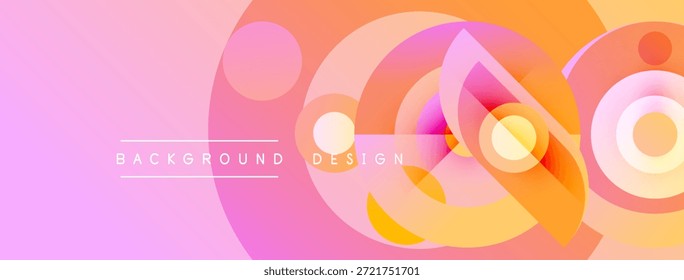 Abstractas círculos de color rosa y naranja se superponen. El fondo degradado crea un efecto visual dinámico. Elemento de diseño moderno para proyectos.