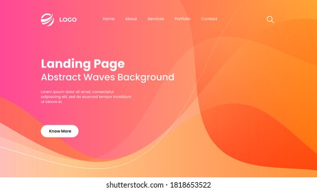 Abstract Pink And Orange Waves Landing Page Background