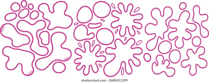 Resumo rosa contorna design de padrão sem costura com formas irregulares e respingos para fundos artísticos modernos e projetos criativos