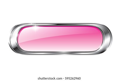 Abstract pink oval background with a silver frame, with space for your text. Vector illustration.