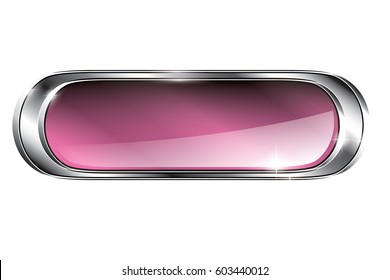 Abstract pink oval background with a silver frame, with space for your text. Vector illustration.