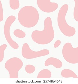 Abstract pink pattern with cow and dalmatian spots, ideal for backgrounds and creative projects. High quality seamless vector design with irregular shapes.