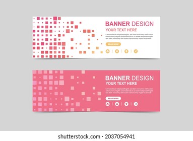 Abstract pink pixel banner and brouchure design, Vector illustration design concept in flat style