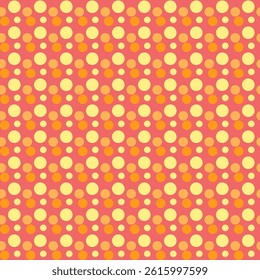 Abstract pink polka dot seamless pattern design with colorful geometric circles for vintage wallpaper texture