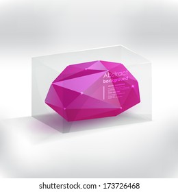Abstract pink polygon in a glass box. Vector illustration