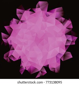 Abstract pink polygonal mosaic background. Vector illustration. Multicolor low poly gradient background. Crystal polygonal background. Black background.