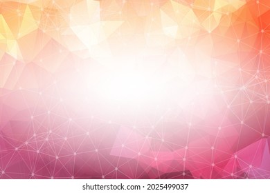 Resumen Fondo del espacio poligonal rosado con puntos y líneas de conexión.  Estructura de conexión y antecedentes científicos. Diseño HUD futurista.