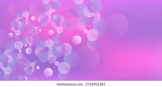 Abstract pink and purple blurred background with circles bokeh and glitter. Christmast day romantic backdrop with dreamy sparkles. Beautiful concept particles. Vector illustration