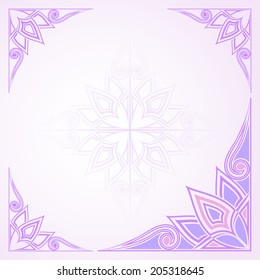 Abstract pink and purple floral frame with copy space.