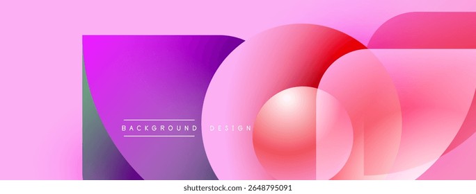 Abstract pink purple gradient design. Overlapping circles create dynamic visual effect. Text reads background design. Modern aesthetic.