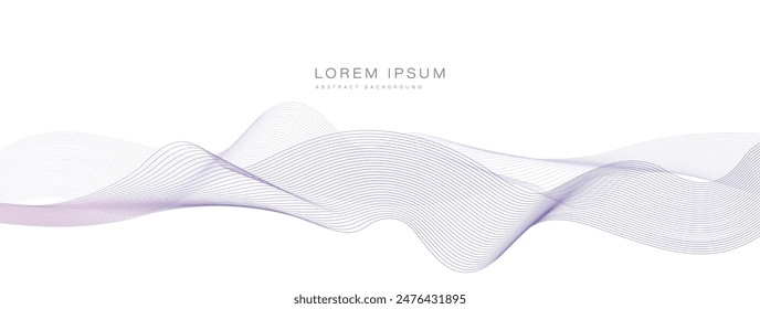 Abstract pink purple gradient flowing wave lines on white background. Modern colorful wavy lines pattern design element. Suitable for banner, cover, poster, website, presentation, brochure, flyer