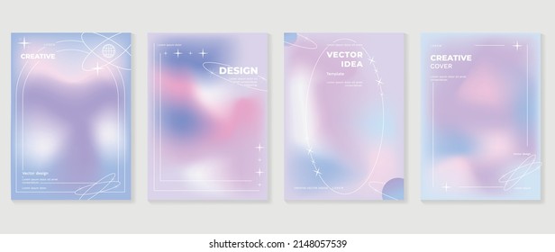 Abstract pink   purple gradient fluid liquid cover template  Set modern poster and vibrant graphic color  hologram  line  Minimal style design for flyer  brochure  background  wallpaper  ads