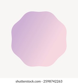Abstract pink and purple gradient shape with soft edges. Gradient design with pink and purple hues. Soft, abstract shape with a gentle gradient effect. Shape element vector.