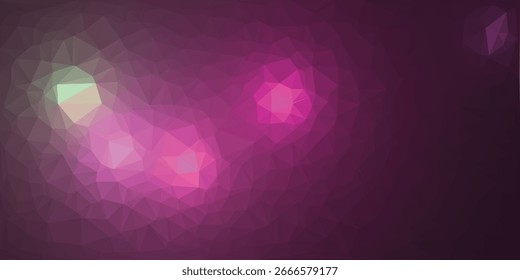 Abstrato rosa e roxo baixo poli fundo com luz brilhante flares polígono geométrico.