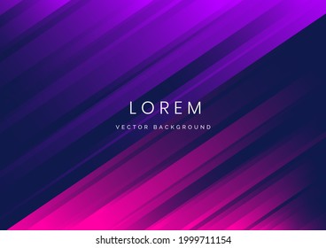 Abstract pink and purple stripe diagonal lines light on dark blue background. Vector illustration

