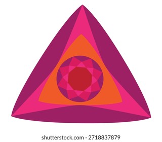 Abstrato rosa e roxo forma geométrica triangular com um brilho central.