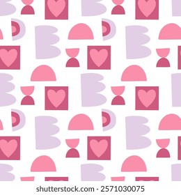 Abstract pink purple valentine's day elements scandinavian style perfect for fabric wrapping paper textile baby bedding wallpaper pajamas.