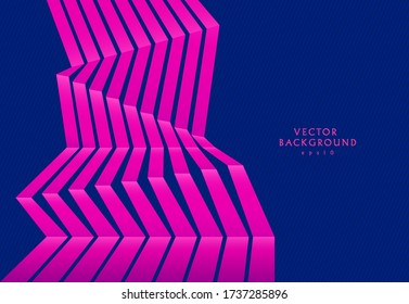 Abstract pink purple vertical lines in perspective on blue background. Easy to change color. You can use for web, ad, poster, template, business presentation. Vector illustration