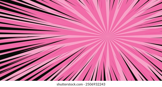 Abstract Pink rays background with halftone. Pop art comics book cartoon magazine cover. Vector halftone illustration. Light pink sunburst abstract background. Pop art style with empty space. Vector