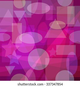 Abstract Pink and Red Background with Colorful Geometrical Figures. Eps10, Contains Transparencies. Vector