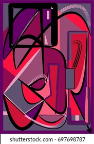 abstract pink red background fancy curved shapes