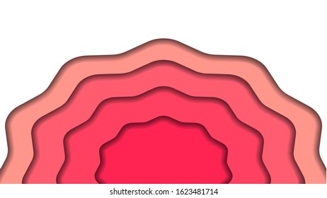 Abstract pink red colorful background on paper cut style. Vector illustration