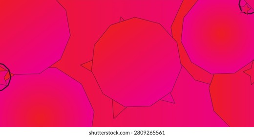 Abstract pink and red geometric background with dynamic polygon shapes and star element.illustration