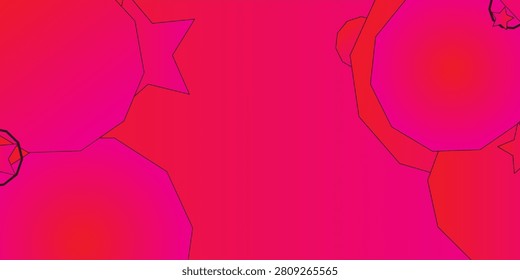 Abstract pink and red geometric background with dynamic polygon shapes and star element.vector