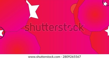 Abstract pink and red geometric background with dynamic polygon shapes and white stars