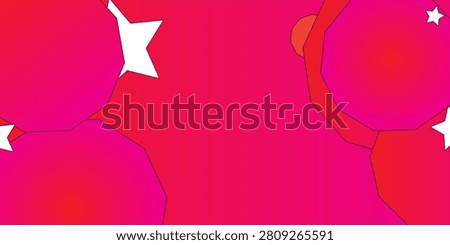 Abstract pink and red geometric background with dynamic polygon shapes and white stars.vector