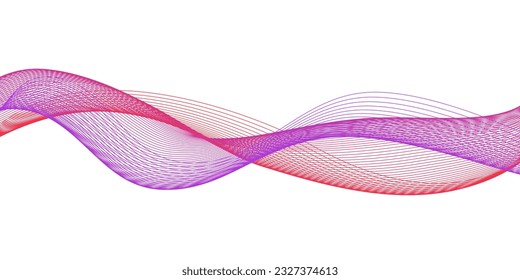 Abstract pink and red lines on white background. Vector illustration. Banner, poster waves design.