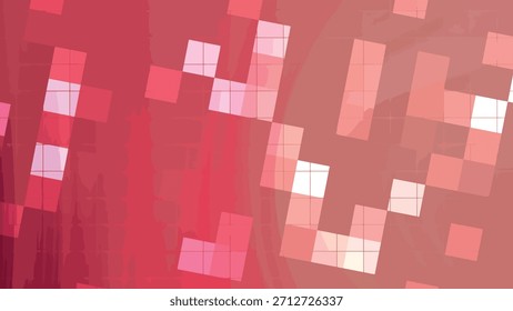 Abstract Pink and Red Motion Graphics with Geometric Shapes and Grid Overlay Background, Abstracts Twirl Blink Square, Stock royalty free image.