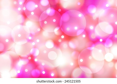 abstract pink red vector background with bokeh lights