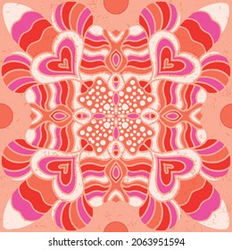 Abstract pink and red vector repeat geometrical