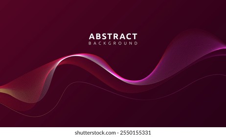 Linhas de Onda Rosa e Vermelha no Fundo Escuro para fundos, design de site, impressões e arte digital na necessidade de padrões suaves e fluidos.