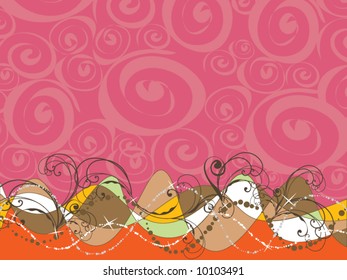 abstract pink retro swirl background (vector)